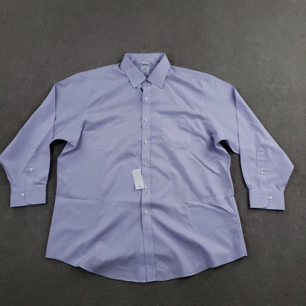 Brooks Brothers Shirt Mens 17.5-2/3 Purple‎ Polka Dot Long Sleeve Button Up